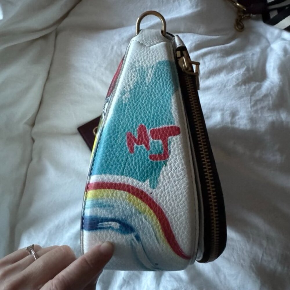 Auth Marc Jacobs white Artist Graffiti Calfskin Flap Messenger Crossbody Bag - Picture 12 of 16